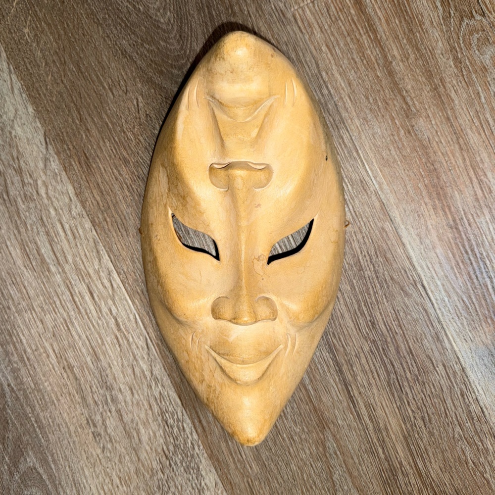 Handcrafted Tan Wooden Mask